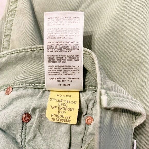 MOTHER The Dropout A walk in the park Poison Ivy Green Jeans Pants Women’s Sz 24 - Picture 11 of 12